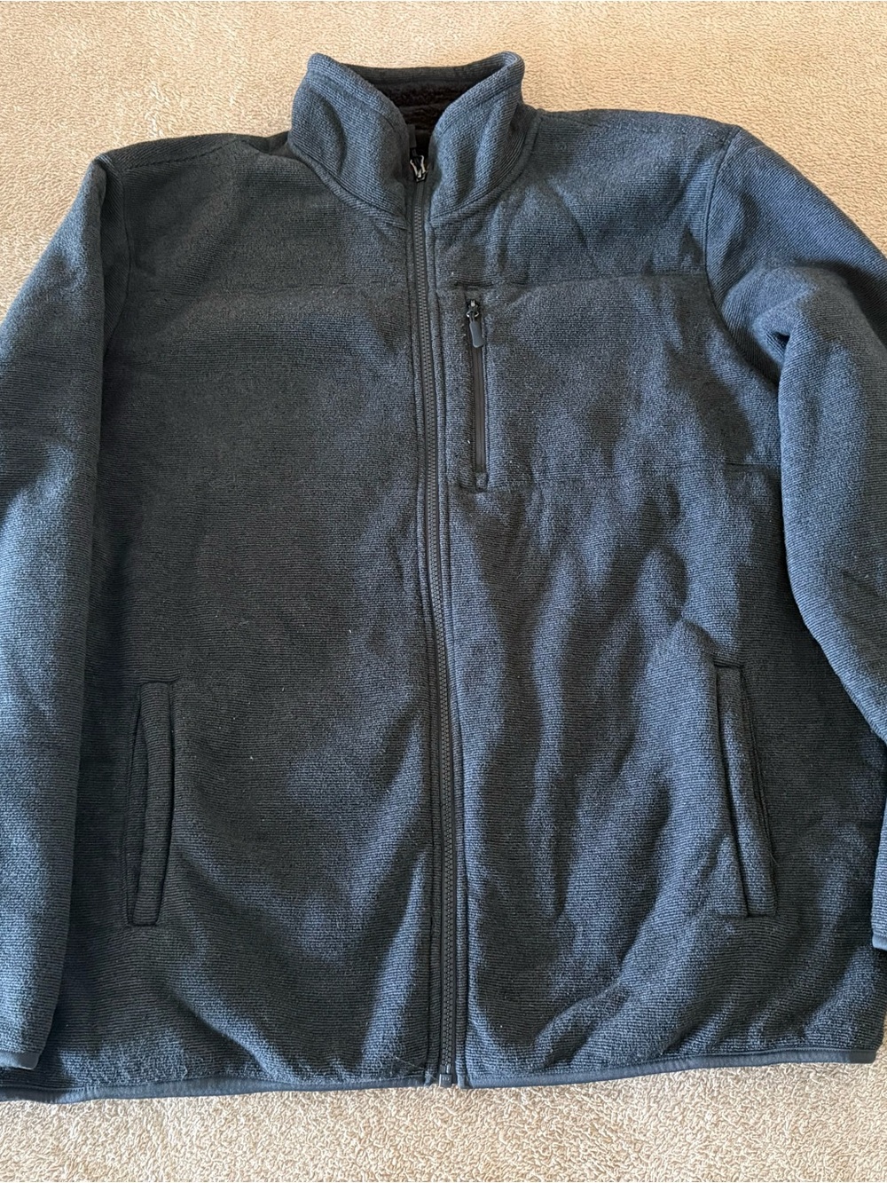 Men's Zip-Up Fleece Jacket - Charcoal Black